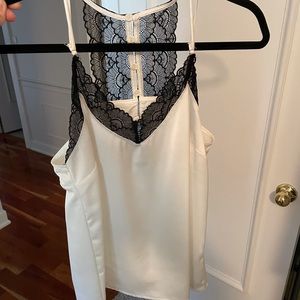 White with black lace tank